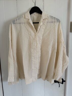 Runaway Bicycle cream button up shirt